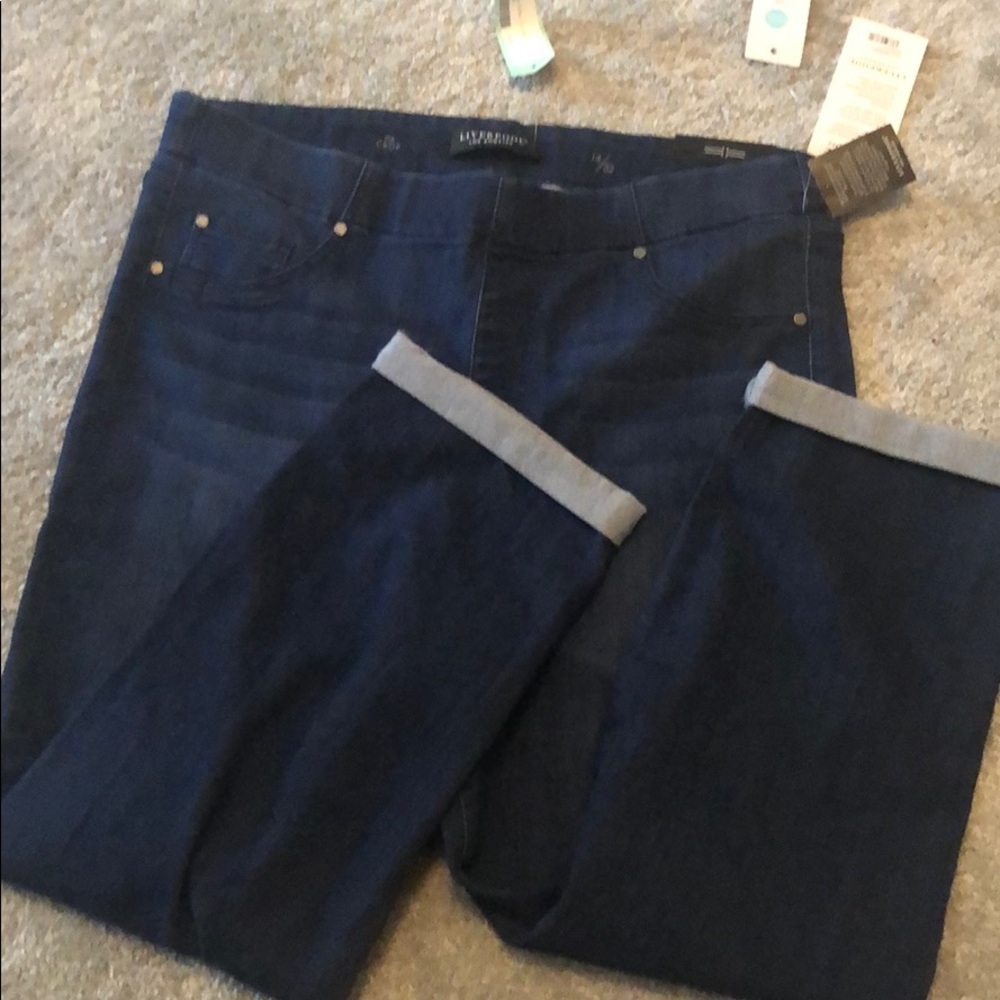 Dark Wash Pull on Crop Jeggings